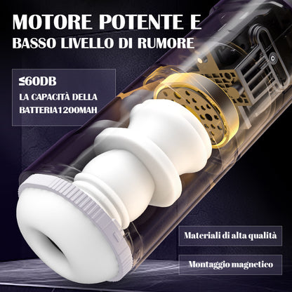 Driver viola 7 tipi di pistoni Esplosione con un clic Materiale TPE di alta qualità Masturbatore elettrico con ricarica silenziosa USB