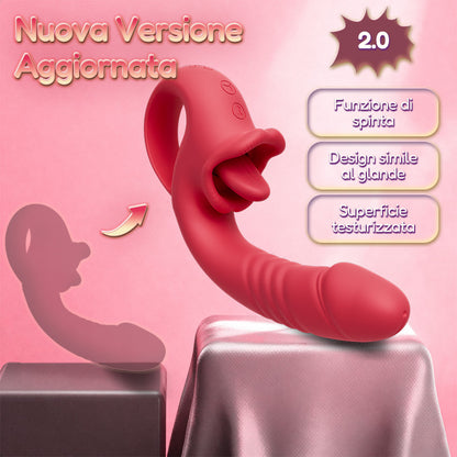 Posy – Vibratore Clitorideo Upgrade 2.0 con Funzione di Licking e Stimolazione del Punto G per Coppie