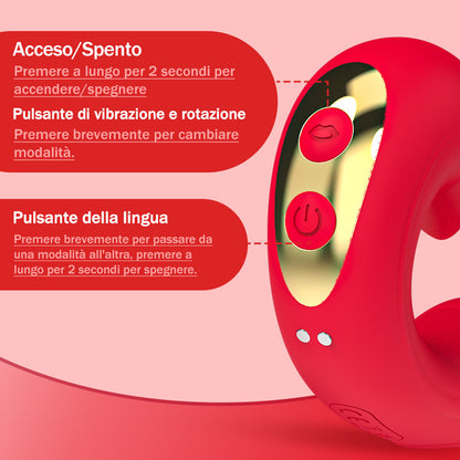 Tina - Vibratore Femminile con 7 Frequenze di Vibrazione, Oscillazione e Leccata di Lingua