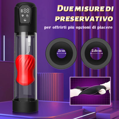 Potente pompa per il pene, aspirazione a 5 frequenze, vibrazione a 7 frequenze, con 2 preservativi