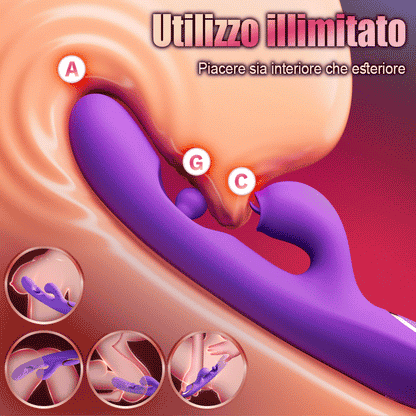 Vibratore stimolatore del clitoride con lingua leccata, punto G, rotazione a 360° e sfera sfregante