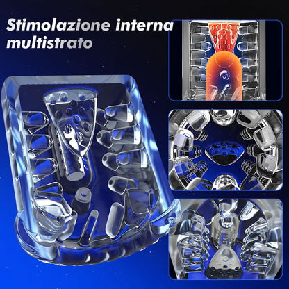 King‑Masturbatore controllato da app con potente aspirazione, avvolgimento profondo e stretto a 360°, facile da pulire