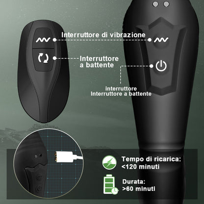 Warrior - Massaggiatore per la prostata a forma di C con 10 vibrazioni oscillanti per uomini, coppie, gay