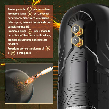 Asia 7 Vibrazione di rotazione telescopica Masturbazione maschile Tazza di masturbazione