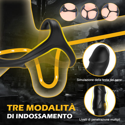 9 Massaggiatore prostatico dimenante, ondeggiante e vibrante con anello fallico