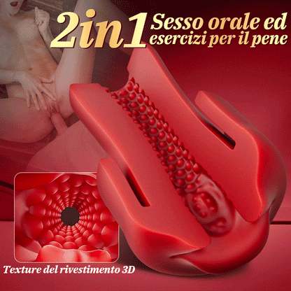 Red Fury Armour - Pompa per pene con tecnologia di aspirazione a 9 livelli, bocca rossa e tunnel testurizzato