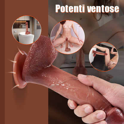 Spartan - Potente Dildo Realistico 4 IN 1 Telescopica Vibrazione Termostato 22CM