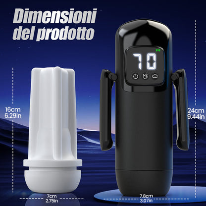 Phantom - 7 Aspirazioni 7 Vibrazioni Manici Doppi Texture di Canale a Grandi Granuli Masturbatore Maschile