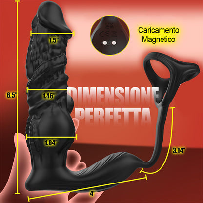 Leonidas - Massaggiatore prostatico 6 in 1 a spinta rapida con telecomando e APP