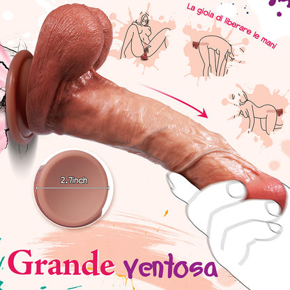 Dildo realistico in silicone da 9,8 pollici, gioco a mani libere, stimolatore anale realistico del punto G