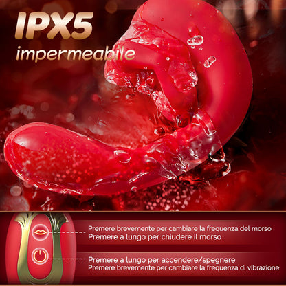 Little Rose - Vibratore femminile in materiale ultra morbido, morso a 10 frequenze, vibrazione a 10 frequenze