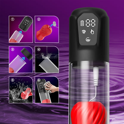 Potente pompa per il pene, aspirazione a 5 frequenze, vibrazione a 7 frequenze, con 2 preservativi