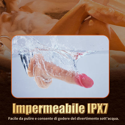 Tripla funzione: Battito, Rotolamento, Vibrazione; dildo realistico staccabile