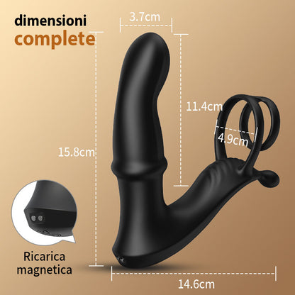 Cyclone - Massaggiatore prostatico con doppi anelli per un'esperienza di erezione migliorata