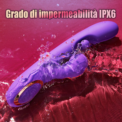 Vibratore stimolatore del clitoride con lingua leccata, punto G, rotazione a 360° e sfera sfregante