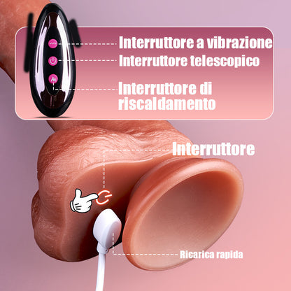 Neil - 9 Vibrante 3 Telescopica 3 Rotante Dildo realistico 22,5 cm riscaldato