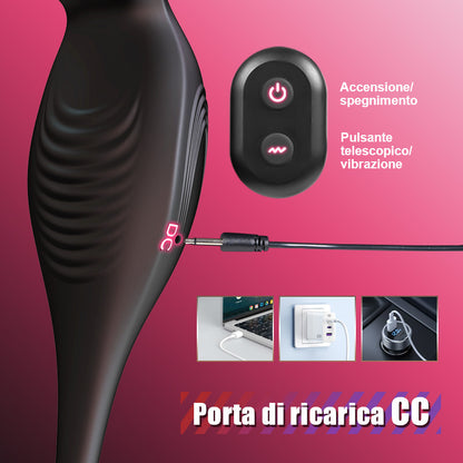 Mike - 9 Massaggiatore Prostatico Indossabile con Vibrazione e Pulsazione con Anello per il Pene