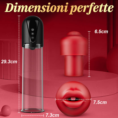 Red Fury Armour - Pompa per pene con tecnologia di aspirazione a 9 livelli, bocca rossa e tunnel testurizzato