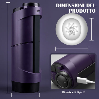 Driver viola 7 tipi di pistoni Esplosione con un clic Materiale TPE di alta qualità Masturbatore elettrico con ricarica silenziosa USB