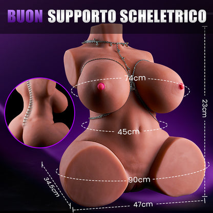 【Spedizione il 25 luglio】Kelly - Bambola del sesso con vagina incantatrice dalla pelle scura, seni grandi e culo grande da 10 kg