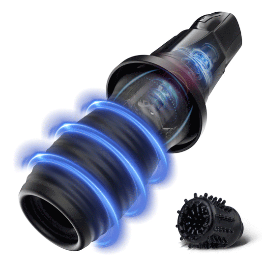 【FREE LUBE】DARK LORD 7 Rotazione 10 Vibrazione Avvolgimento a 360 ° Masturbatore Cup antipolvere rimovibile