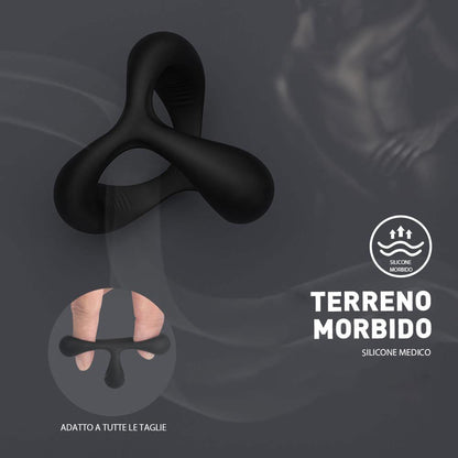 Ava - Anello fallico, 3 anelli, nero, più duro, più lungo, più grande S-HANDE