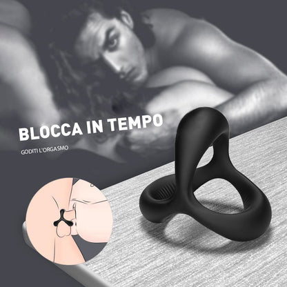 Ava - Anello fallico, 3 anelli, nero, più duro, più lungo, più grande S-HANDE