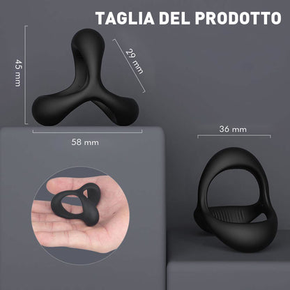 Ava - Anello fallico, 3 anelli, nero, più duro, più lungo, più grande S-HANDE