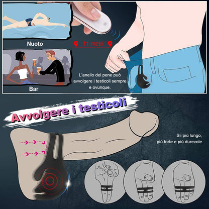 Anelli penieni inclusi testicoli 9 vibrazioni S-Hand