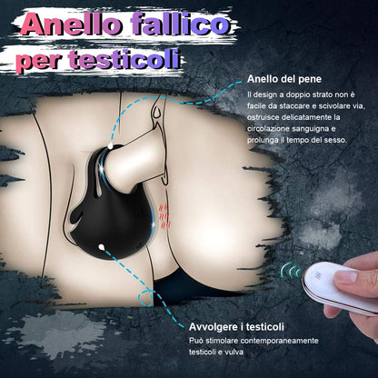 Anelli penieni inclusi testicoli 9 vibrazioni S-Hand