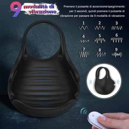 Anelli penieni inclusi testicoli 9 vibrazioni S-Hand